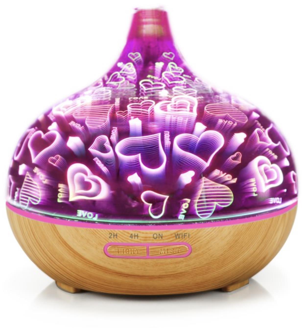 BOT Smart aroma difuzér B11 - 400 ml světlé dřevo a LED srdce