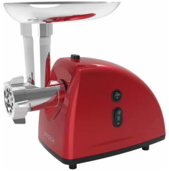 Brock Mlýnek na maso - elektrický 1500 W, hrubost 3-5-7 mm, s nástavcem na klobásy, červený