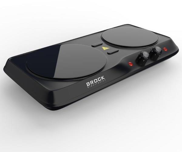 Brock Elektrický sklokeramický vařič, 2 plotýnky 19 a 16 cm, 2000 W, černý