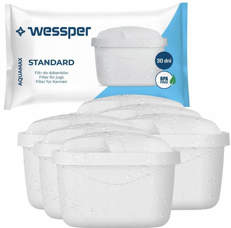 Wessper AquaMax Filtrační patrony 6 ks, náhrada filtru Brita Maxtra
