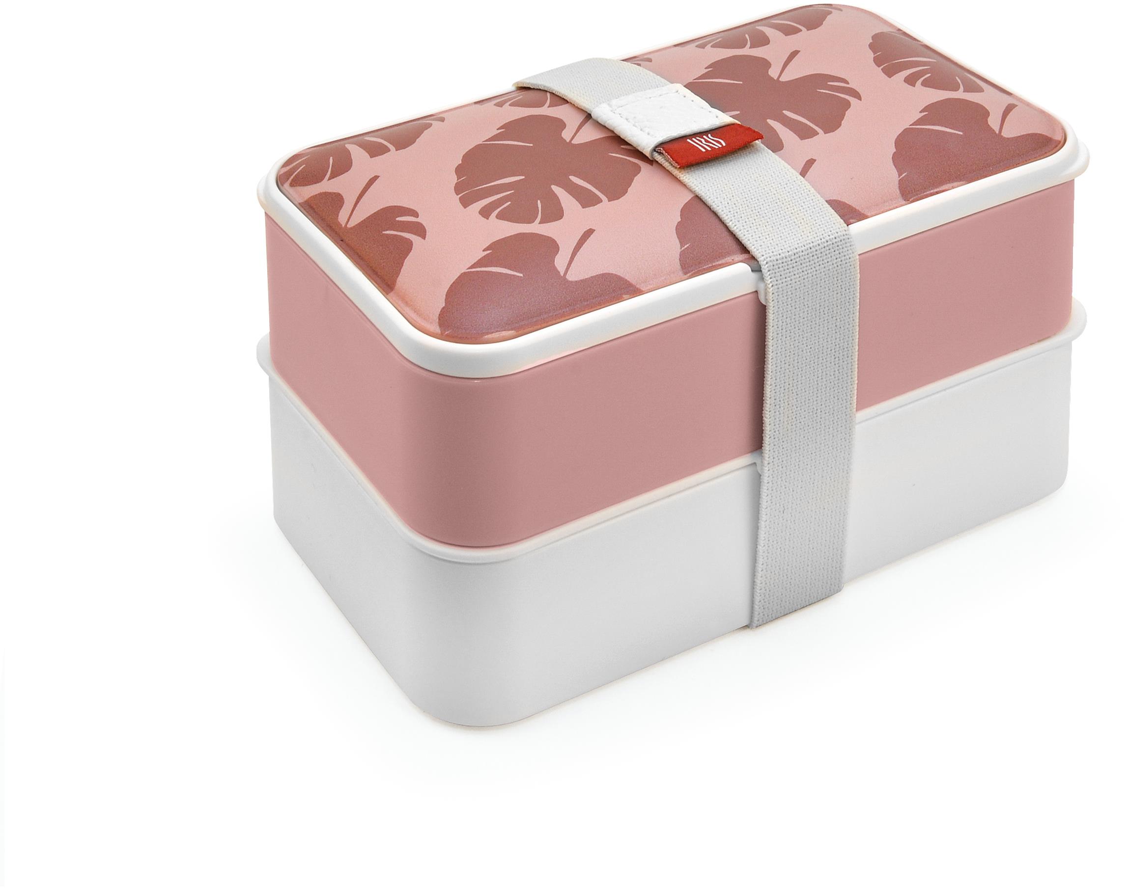 IRIS Barcelona obědový Bento Box s příborem v designu růžové monstery