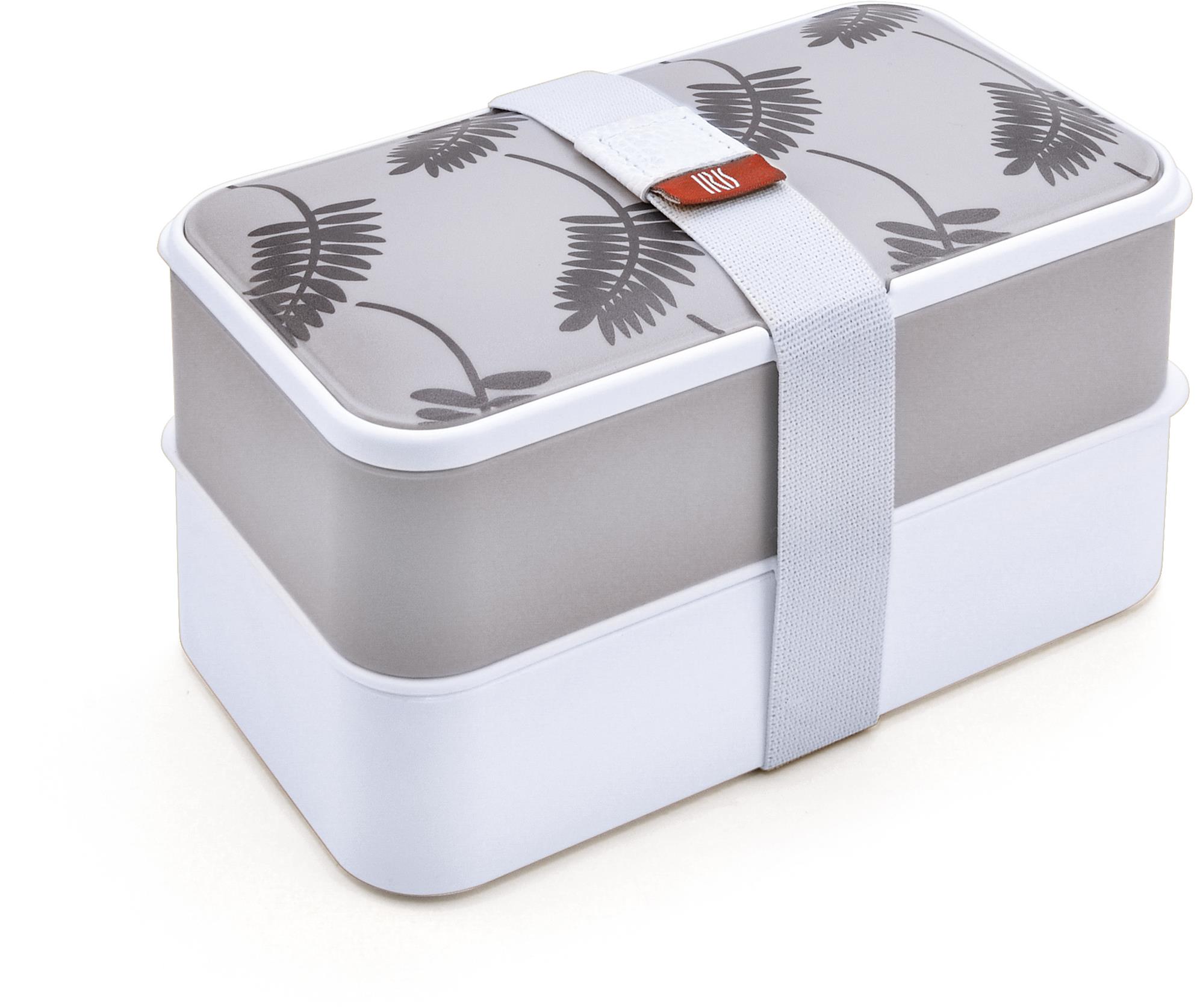 IRIS Barcelona obědový Bento Box s příborem v šedých listech
