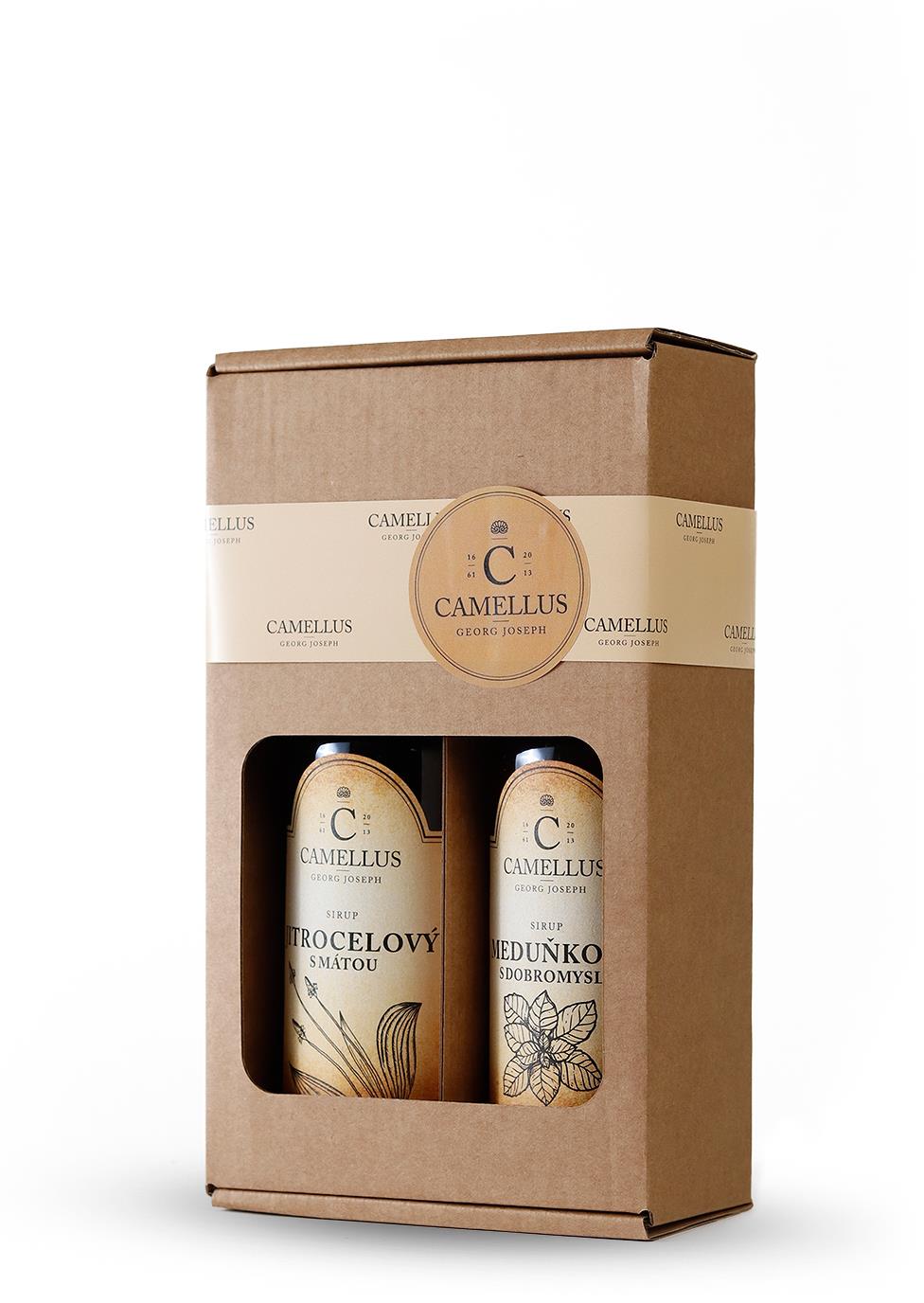 CAMELLUS Sirup Balíček Premium Jitrocel s mátou, Meduňka s dobromyslí 2 × 0,25 l