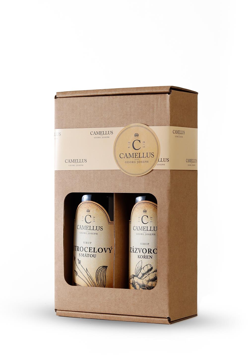 CAMELLUS Sirup Balíček Premium Jitrocel s mátou, Zázvor 2 × 0,25 l