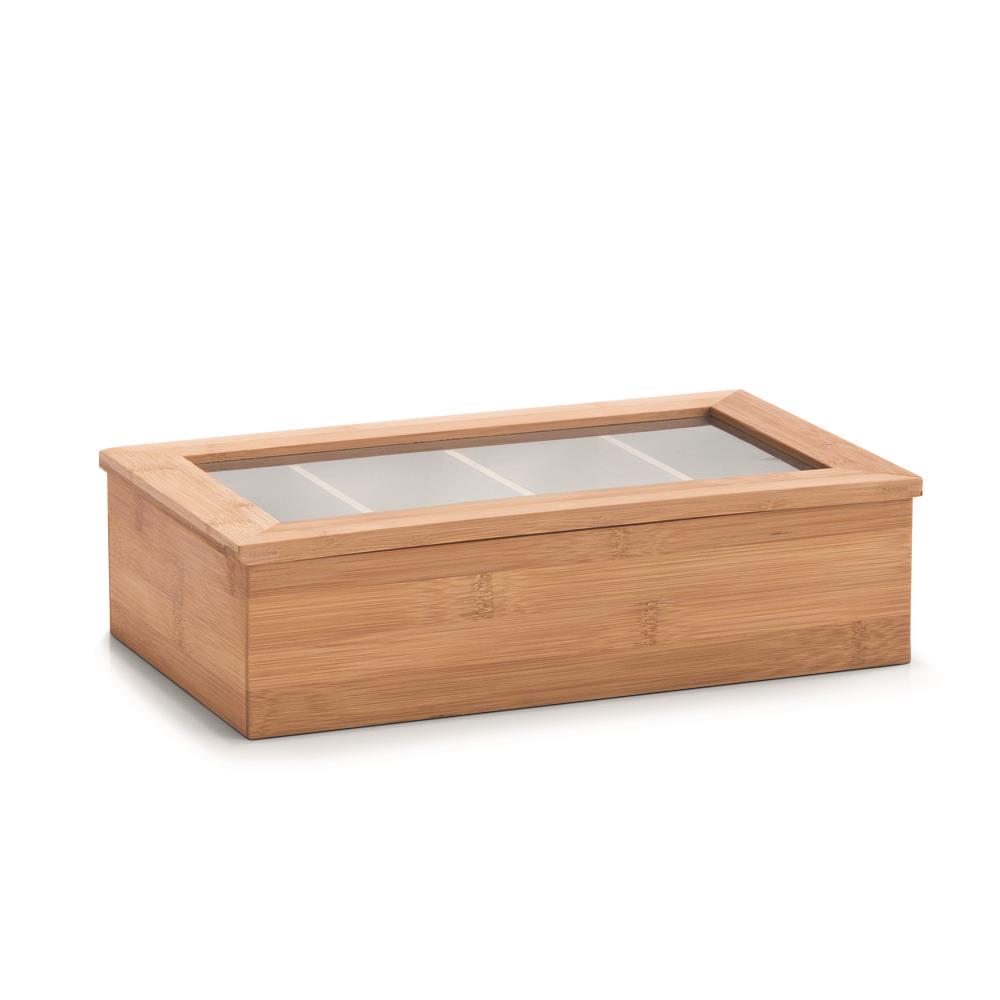 ZELLER Úložný box na čajové sáčky bambus 33,5 × 20 × 9 cm