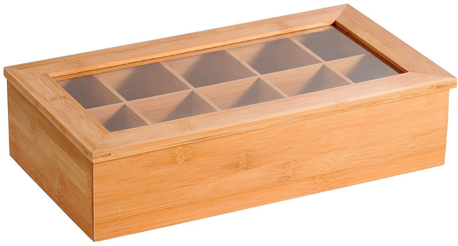 Kesper Organizér na čaje 10 přihrádek, 36 × 20 × 9 cm, bambus