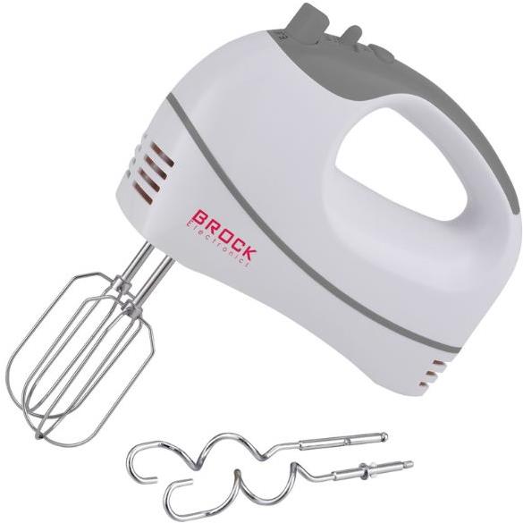 Brock Ruční mixér 300 W, 5 rychlostí + turbo, na hnětení těsta a šlehání, bílošedý