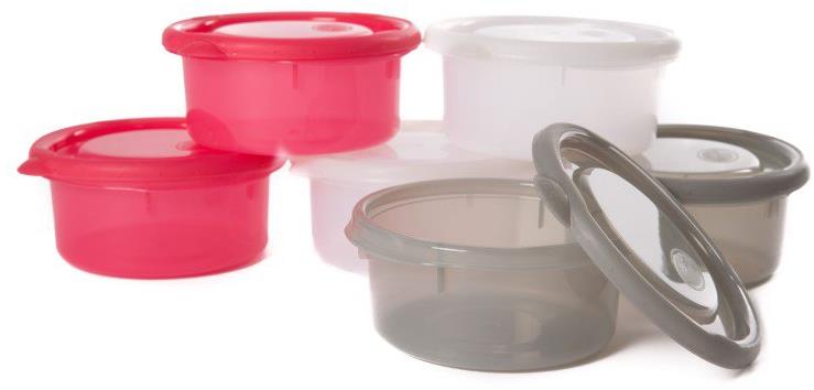 Bo Jungle Misky s víčky Bowls Pink/White/Grey 300 ml (6 ks)