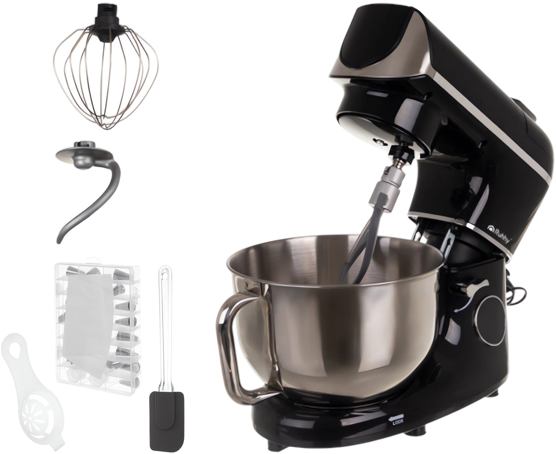 Ruhhy 25729 Kuchyňský robot 5,5 L, 2000 W, s funkcí ohřevu a váhou, černý
