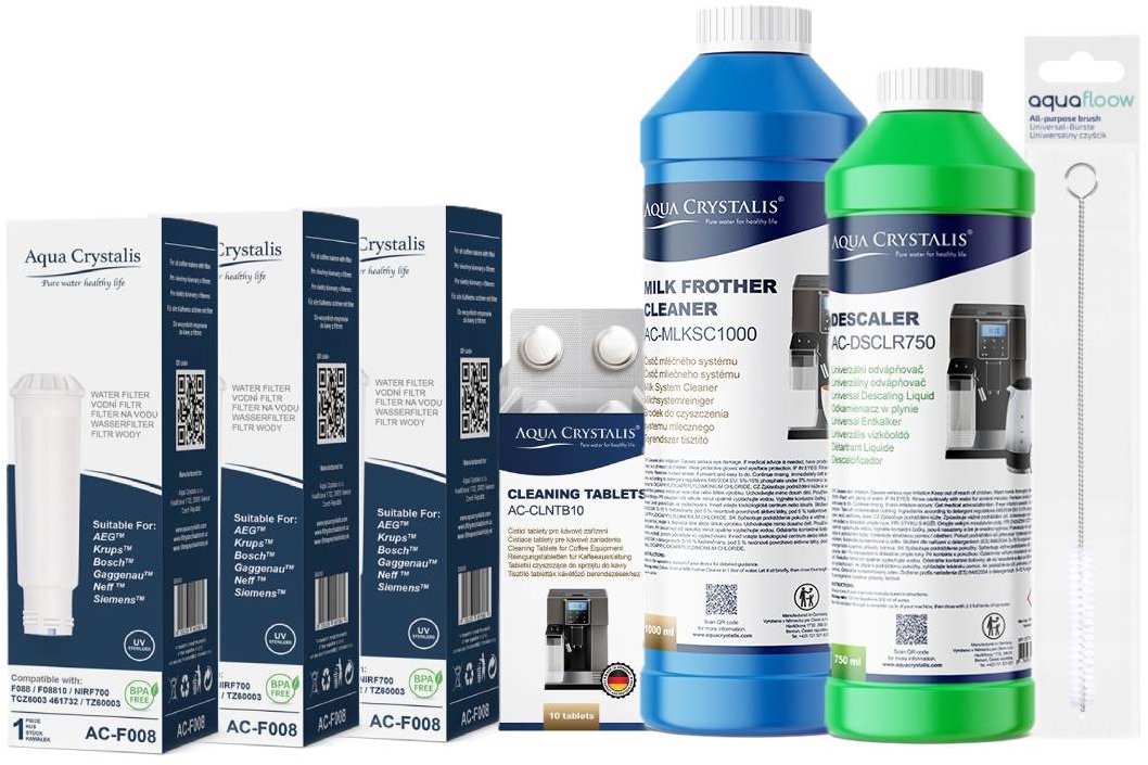 Aqua Crystalis Sada pro údržbu a čištění kávovarů značek Siemens, AEG, Bosch, Krups, Nivona