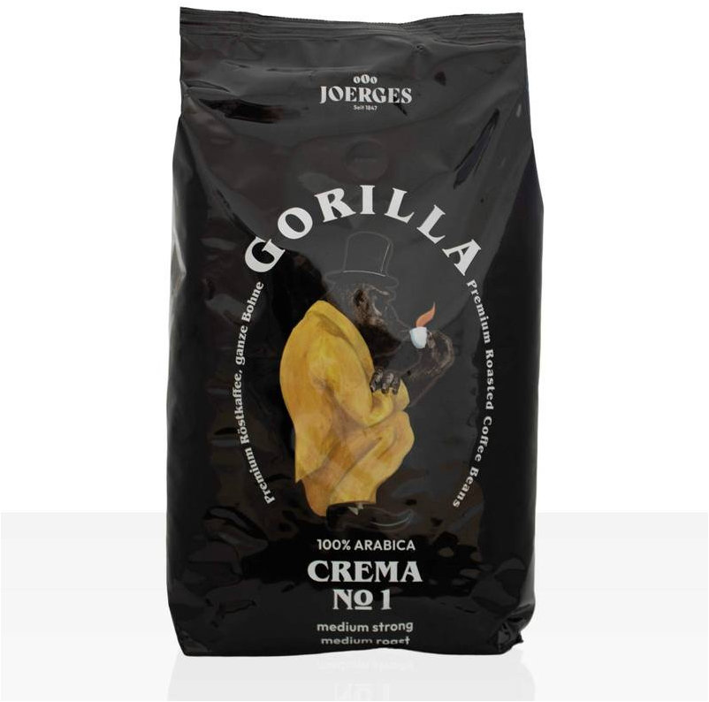 Joerges Gorilla Espresso Crema No.1, jemná 100% Arabika s bohatou pěnou