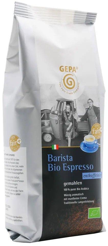 Gepa BIO mletá káva - Barista espresso bez kofeinu 250 g