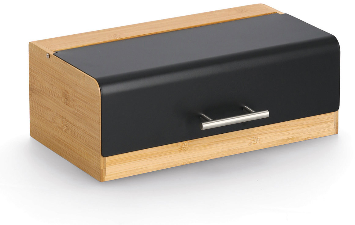 ZELLER Chlebník černý, bambus, nerez 36,3 × 20 × 13,5 cm