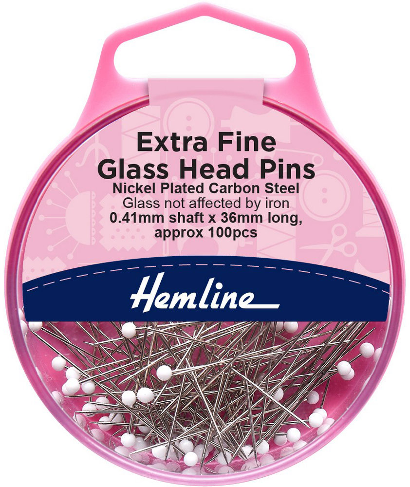 Hemline Špendlíky s bílou skleněnou hlavičkou 0,41 × 35 mm, svatební, 100 ks