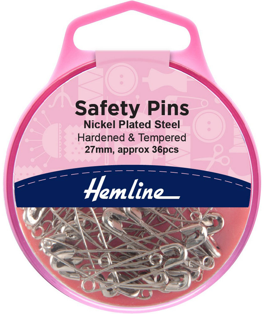 Hemline Spínací špendlíky 27 mm stříbrné, 36 ks