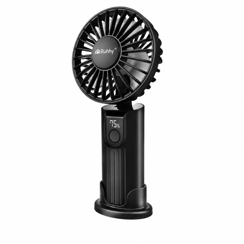 Ruhhy 27781 Mini ruční ventilátor s LED displejem, USB-C, 2400 mAh, černý