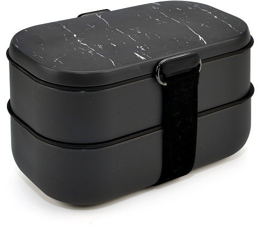 IRIS Barcelona Obědový box s příborem Bento, 1,35 l, černý