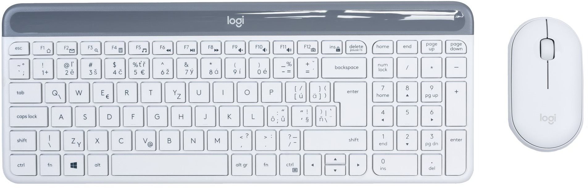 Logitech Slim Wireless Combo MK470, bílá - CZ/SK