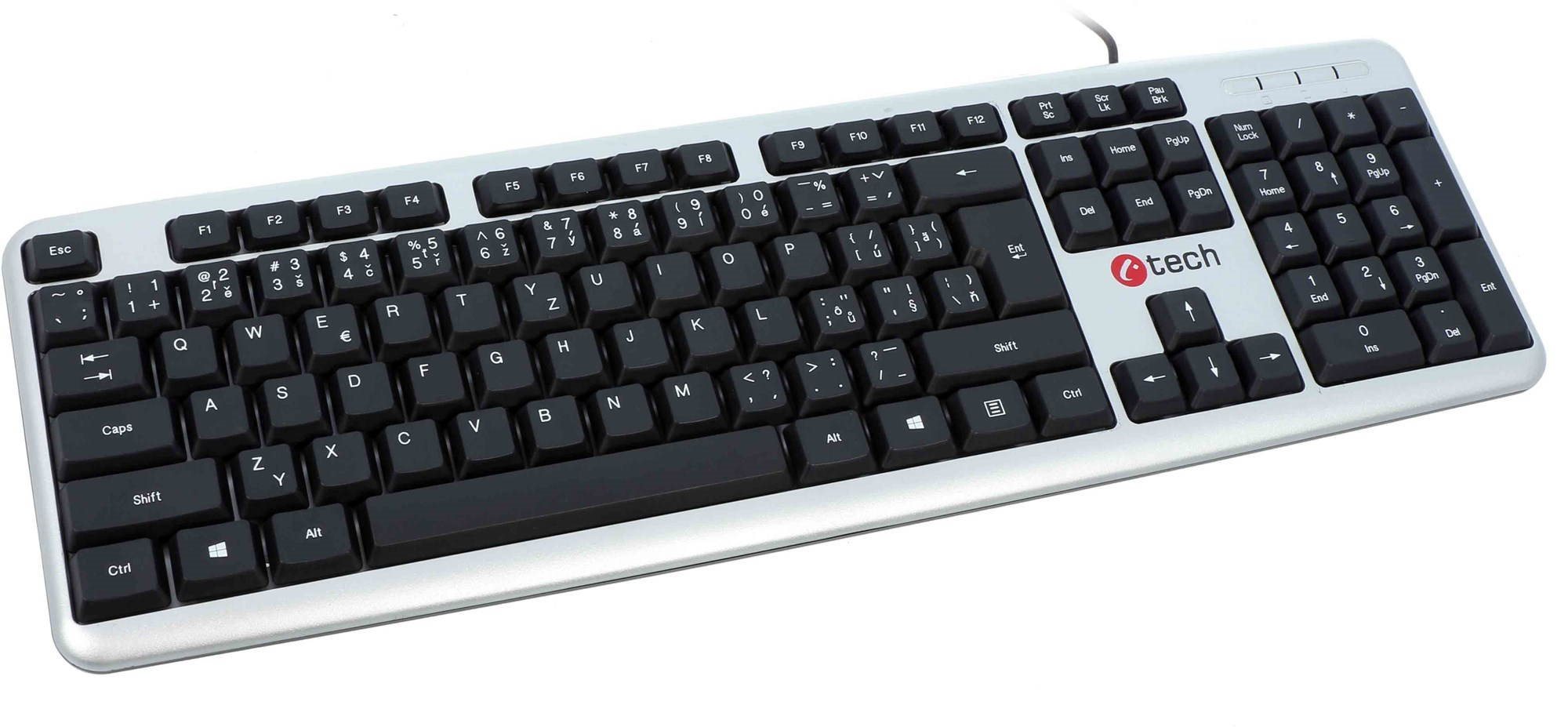 C-TECH KB-102 USB slim, stříbrno-černá - CZ/SK