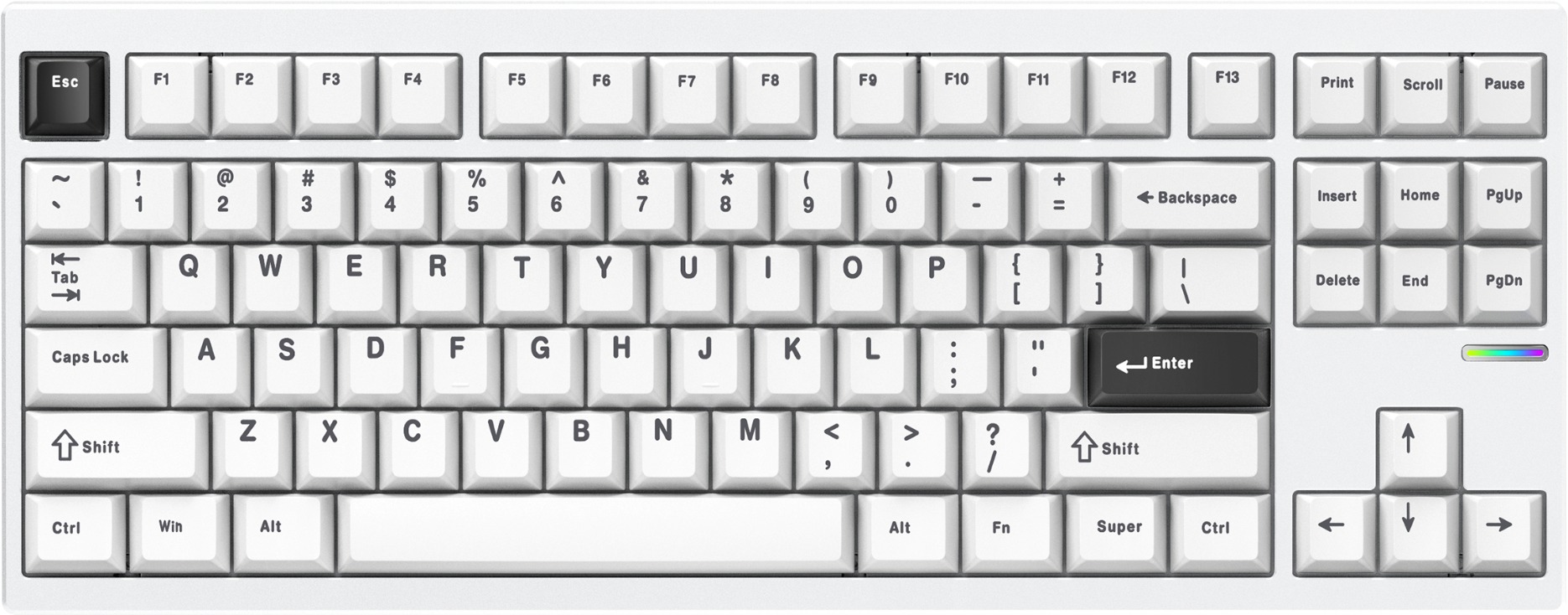 MCHOSE GX87 Ultra Aluminum Custom QMK/VIA Mechanical Vintage White Switch - White Electrophoresis