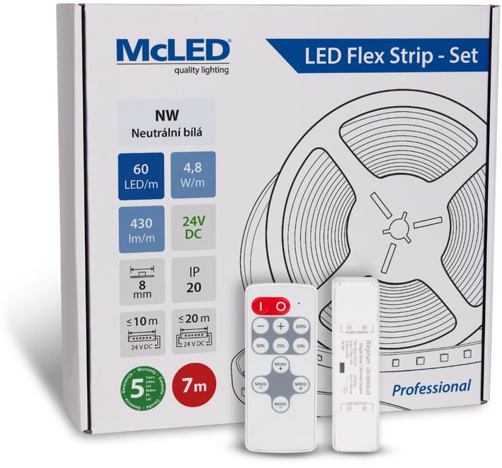 McLED Set LED pásek 7 m s ovladačem, NW, 4,8 W/m