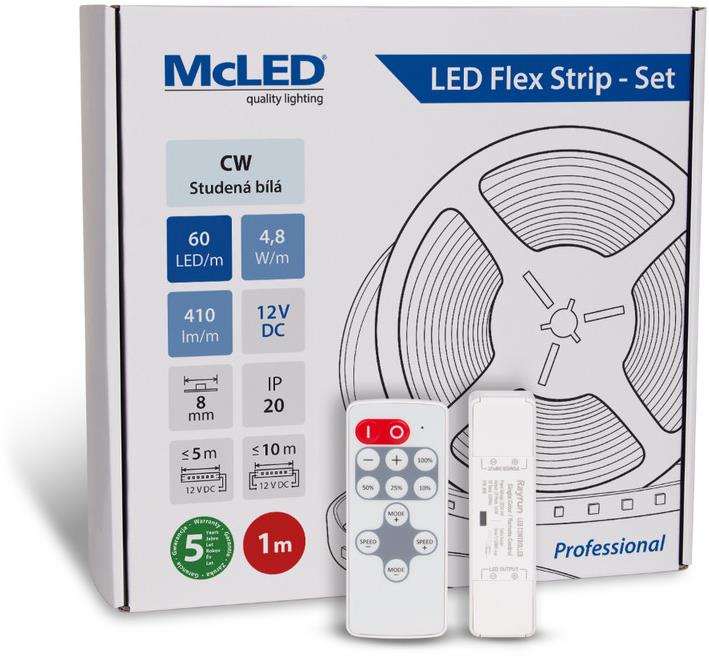 McLED Set LED pásek 1 m s ovladačem, CW, 4,8 W/m