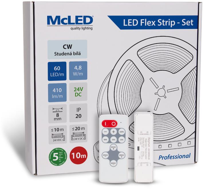 McLED Set LED pásek 10 m s ovladačem, CW, 4,8 W/m