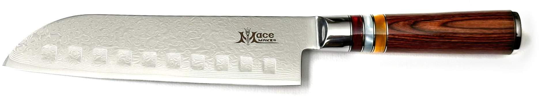 MaceMaker BORBONA SANTOKU SanMai Damaškový Kuchyňský nůž