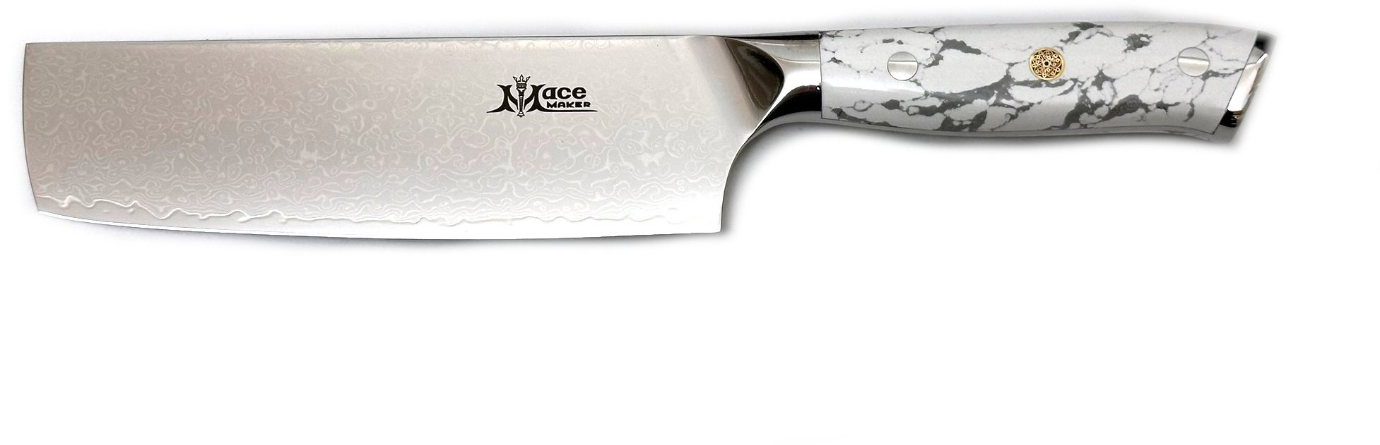 MaceMaker WHITE STONE NAKIRI SanMai Damaškový Kuchyňský nůž
