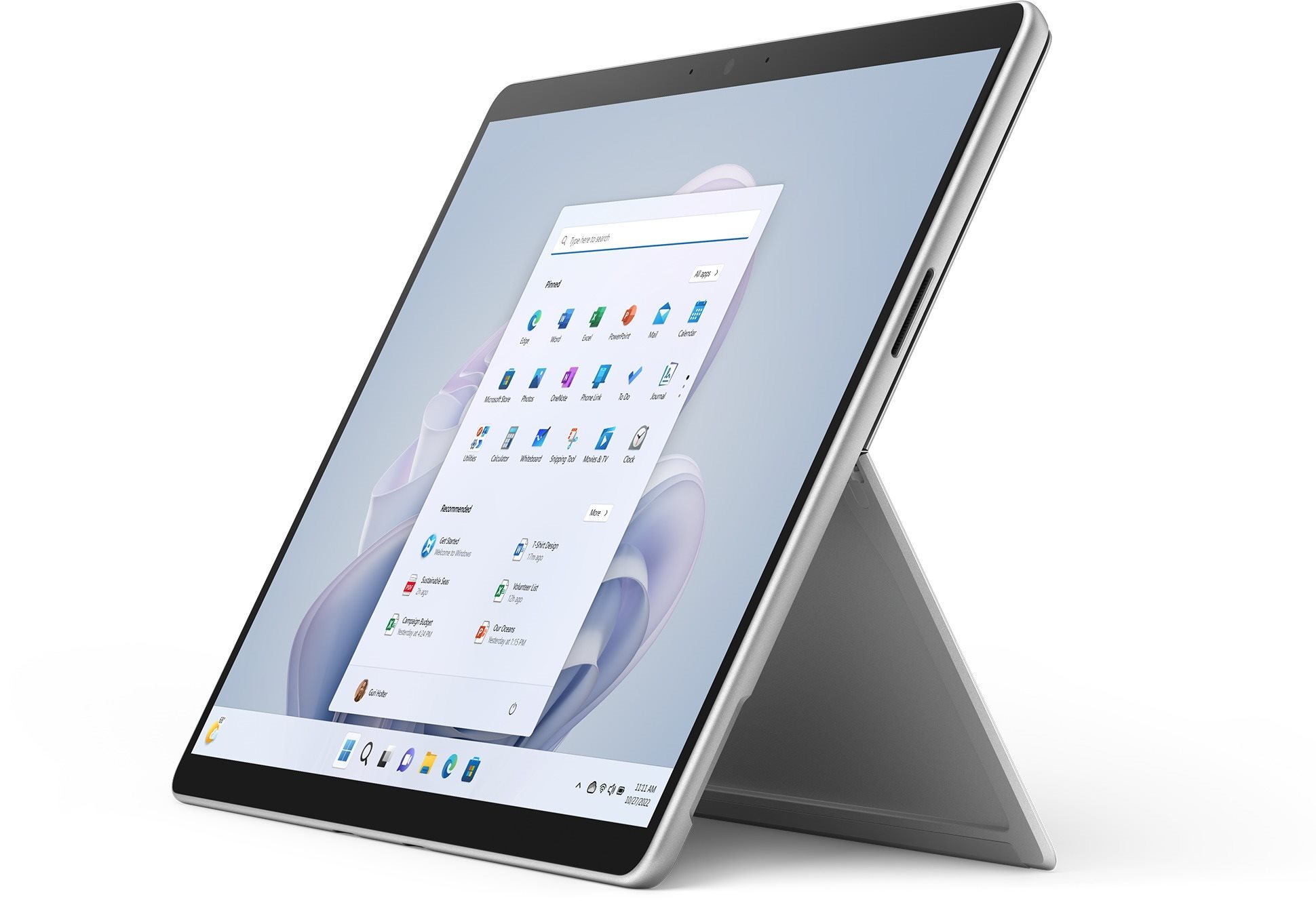 Microsoft Surface Pro 10 5G s 64GB RAM a 1TB SSD v platinové barvě.