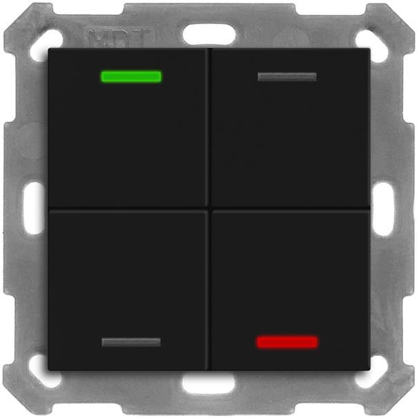 MDT Technologies KNX 4tlačítko 55x55 mm, RGBW LED, matná černá