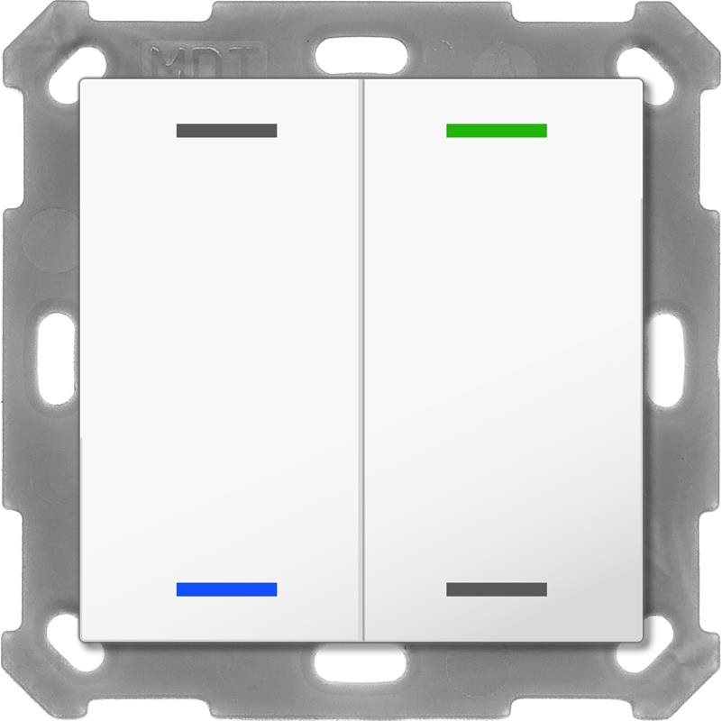 MDT Technologies KNX 2tlačítko 55x55 mm, RGBW LED, bílá, měření teploty