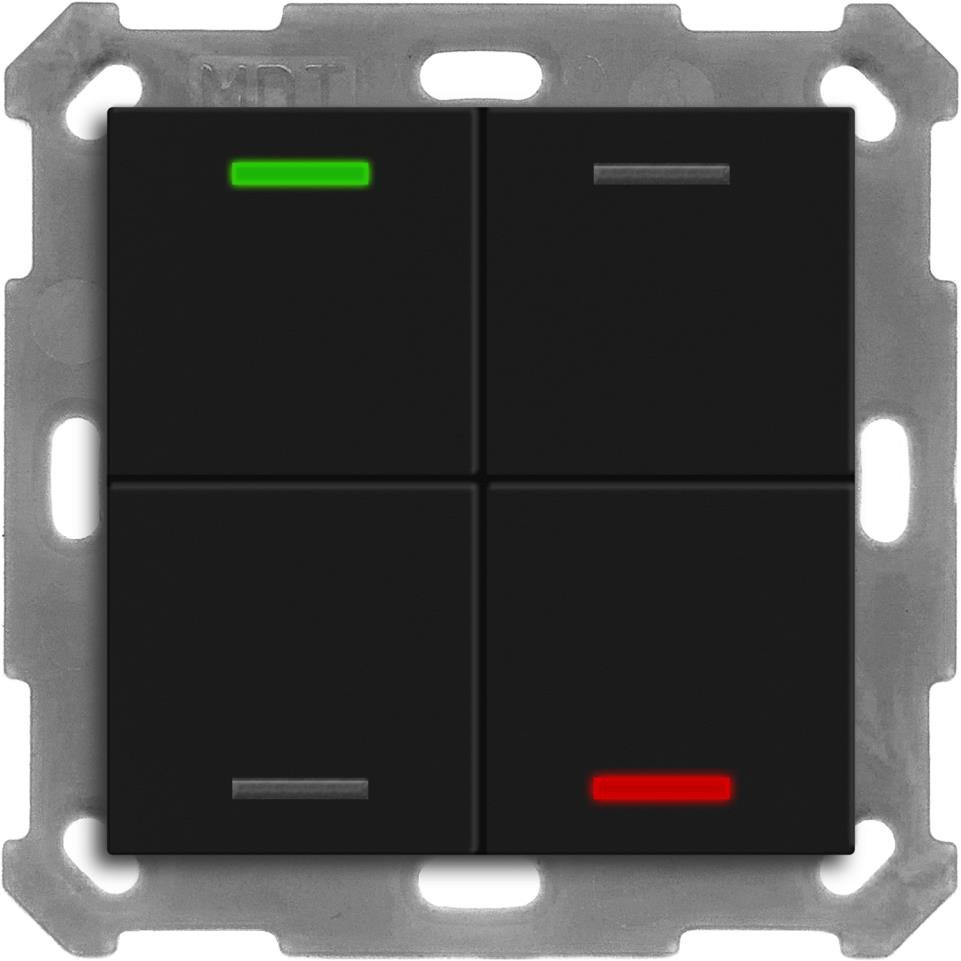 MDT Technologies KNX 4tlačítko 55x55 mm, RGBW LED, matná černá, měření teploty