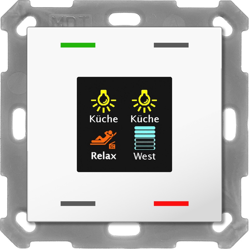 MDT Technologies KNX 4tlačítko 55x55 mm s displejem, bílá, měření teploty a vlhkosti