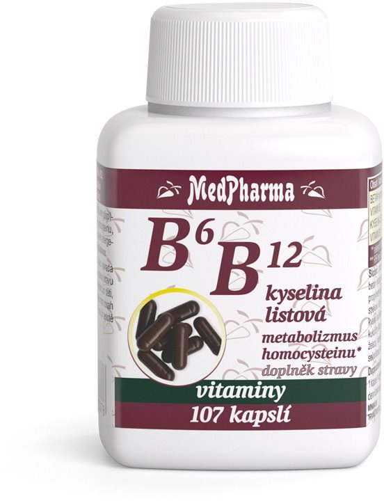 MedPharma B6 B12 + kyselina listová, 107 kapslí