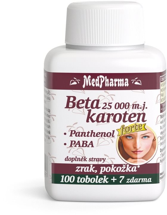 MedPharma Beta karoten 25.000 m.j. - Panthenol, PABA, 107 tobolek