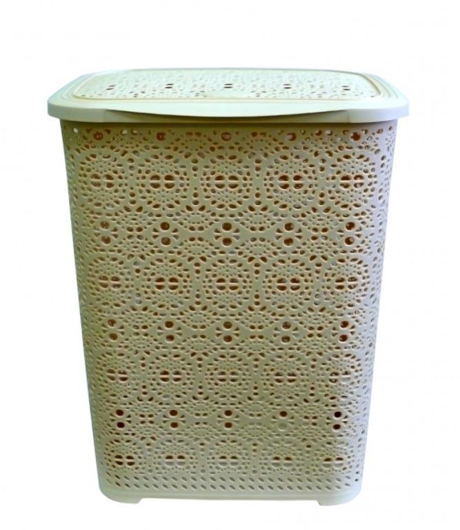 Mega Plast, Koš na prádlo MONAKO, 57 × 45 × 38 cm, krémový