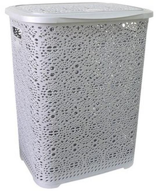 Mega Plast, Koš na prádlo MONAKO, 57 × 45 × 38 cm, šedá metalíza