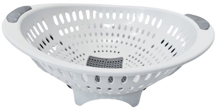 Mega plast Cedník Lux s otvorem, světle šedý, 32,5 × 29 × 14 cm