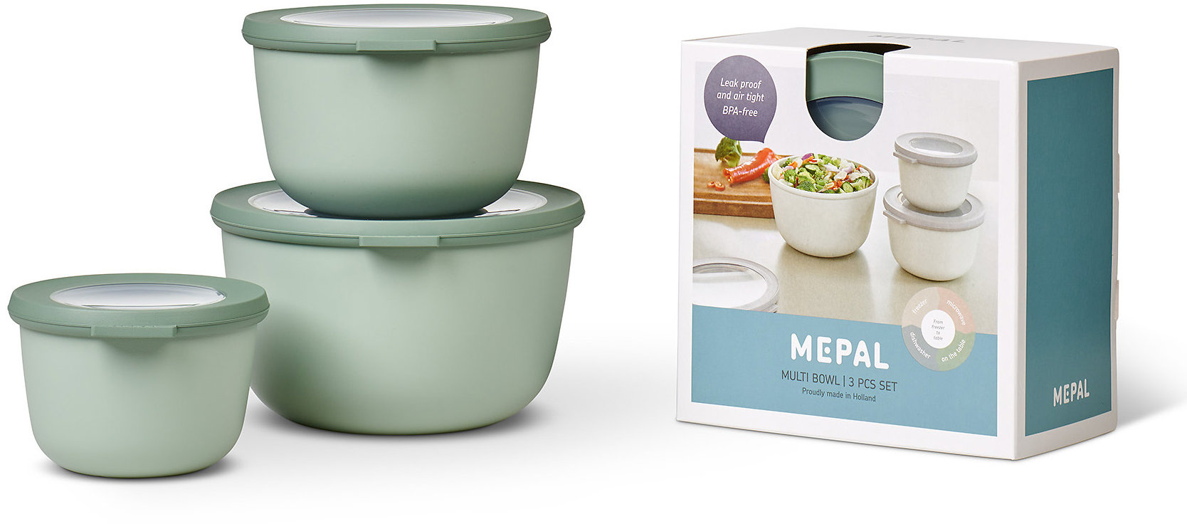 Mepal Set 3 ks misek Cirqula Nordic Sage 0,5 l + 1 l + 2 l