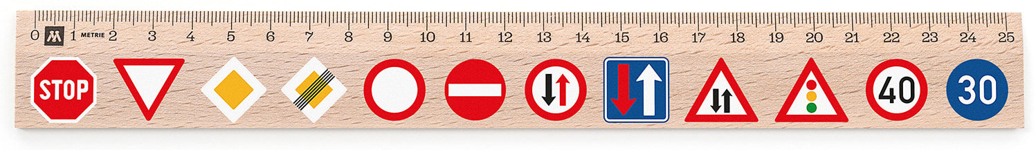 METRIE Didakt M07 dřevěné, dopravní značky základní, 25 cm