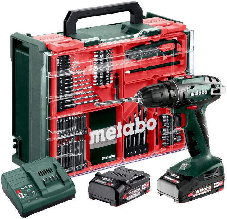 METABO Aku vrtačka BS 18 Set mobilní dílna 18V 2x2Ah