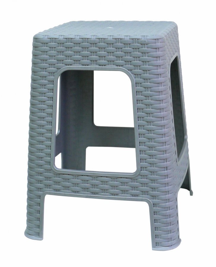 MEGA PLAST Taburet II. zahradní polyratan 45 x 35,5 x 35,5 cm, šedý