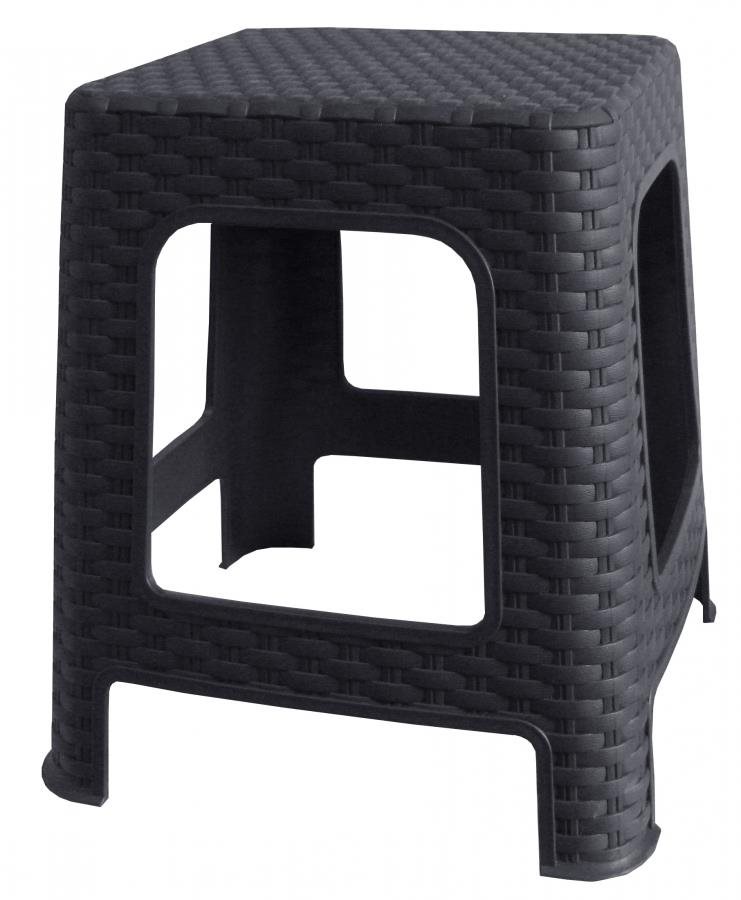 MEGA PLAST Taburet II. zahradní polyratan 45 x 35,5 x 35,5 cm, antracit