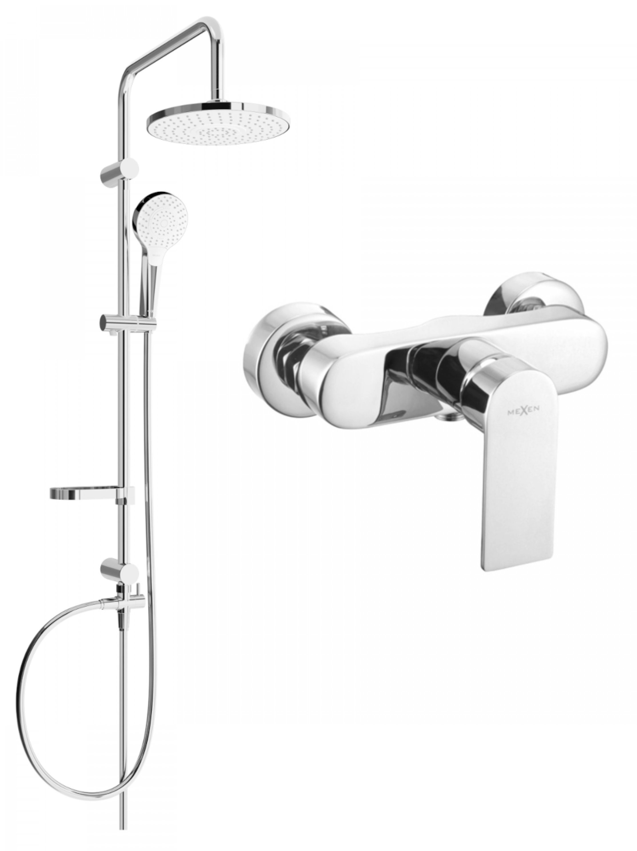 MEXEN Erik sprchový sloup včetně sprchové baterie Royo, stříbrný (72240205-00)