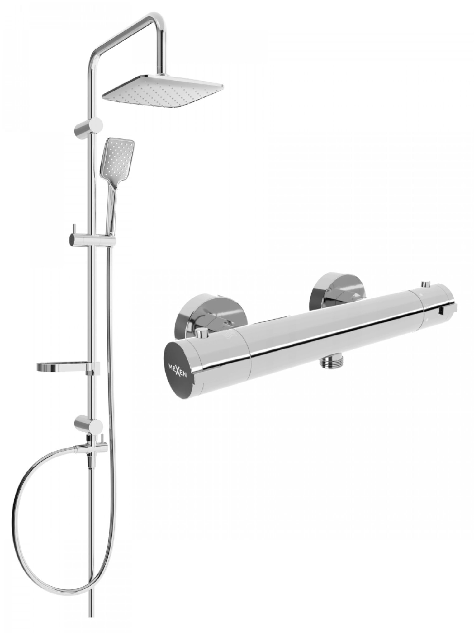 MEXEN Sven sprchový sloup včetně sprchové termostatické baterie Kai, chrom (77100262-00)