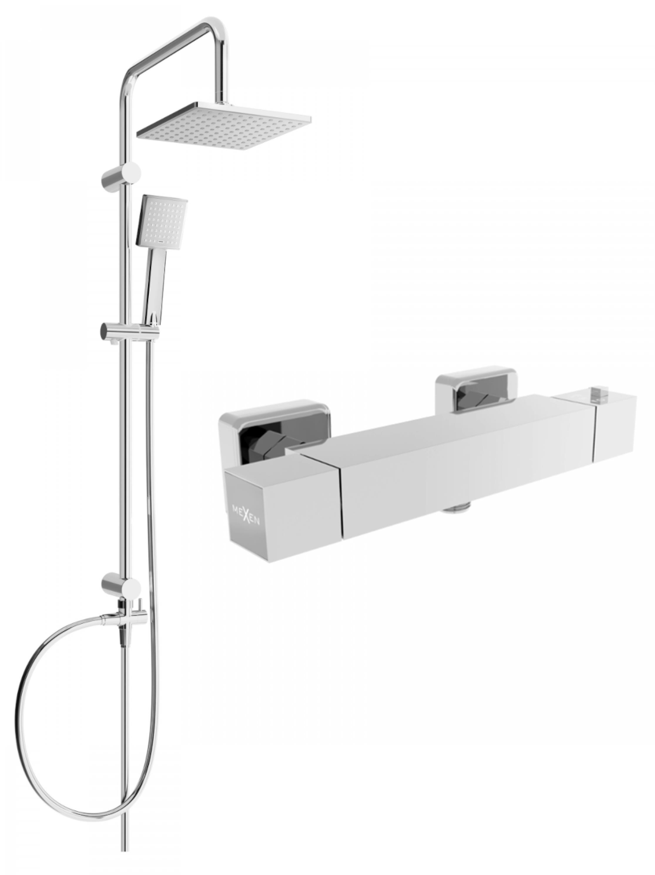 MEXEN Tord sprchový sloup včetně sprchové termostatické baterie Cube, chrom ( 77200200-00 )