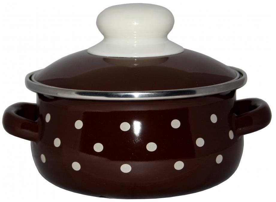 Metalac hnědý puntík, mělký kastrol Elegant s poklicí 12 cm, 0,8 l