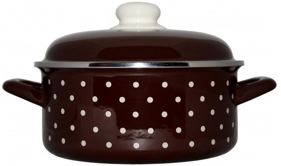 Metalac hnědý puntík, mělký kastrol Standard s poklicí 16 cm, 1,5 l
