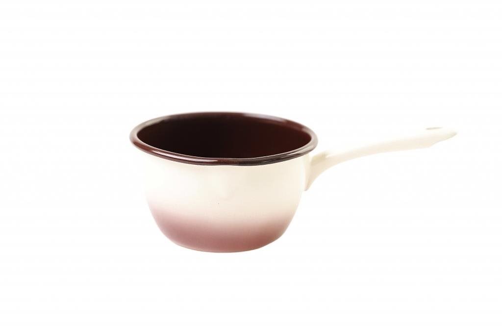Metalac capuccino, rendlík s dlouhou smaltovanou rukojetí 14 cm, 1 l